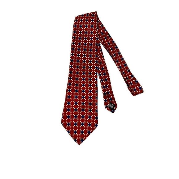 Etienne Aigner 100% Silk Red White Blue Necktie Tie Made In Italy - Picture 1 of 4